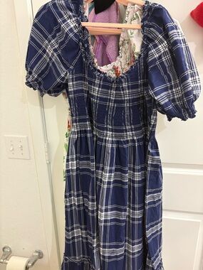 Hill House Louisa Navy Spring Plaid size XL
